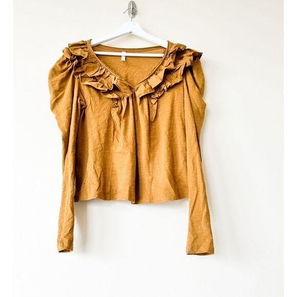 Anthropologie Ruffled Ruffle Down V-Neck Top Shirt Blouse - Picture 4 of 8